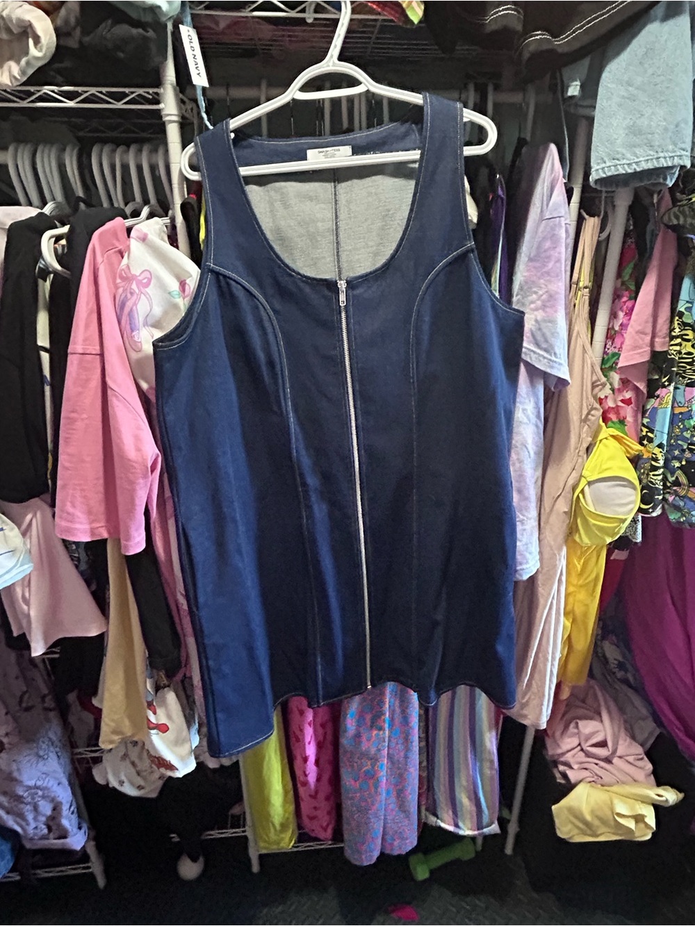 Smash + Tess Dark Blue Denim Front-Zip Mini Dress